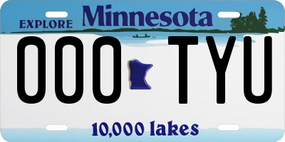 MN license plate 000TYU