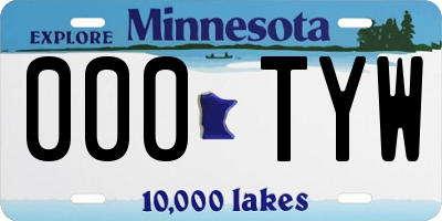 MN license plate 000TYW
