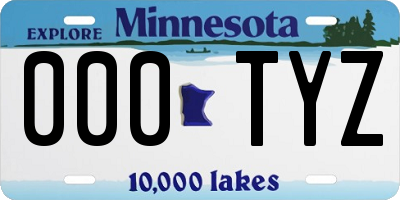 MN license plate 000TYZ