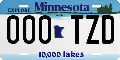 MN license plate 000TZD