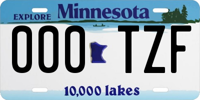MN license plate 000TZF