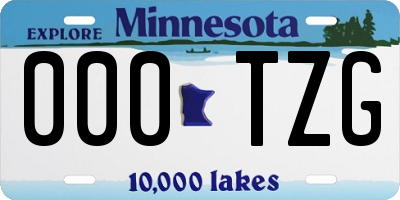 MN license plate 000TZG