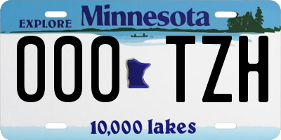 MN license plate 000TZH