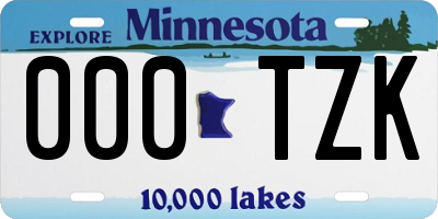 MN license plate 000TZK