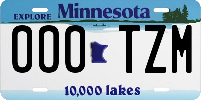 MN license plate 000TZM