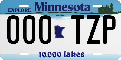MN license plate 000TZP