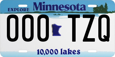 MN license plate 000TZQ
