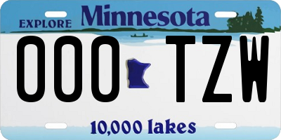 MN license plate 000TZW
