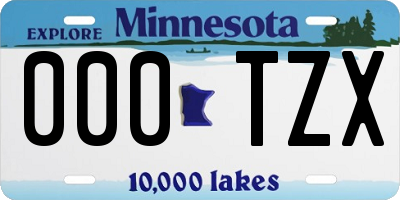 MN license plate 000TZX