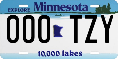 MN license plate 000TZY