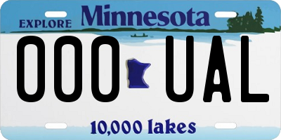 MN license plate 000UAL