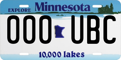 MN license plate 000UBC