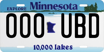 MN license plate 000UBD