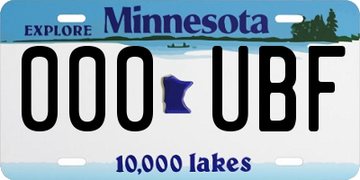 MN license plate 000UBF