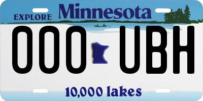 MN license plate 000UBH