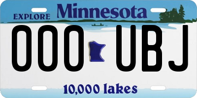 MN license plate 000UBJ