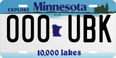 MN license plate 000UBK
