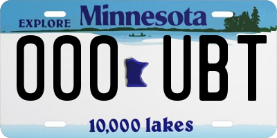 MN license plate 000UBT