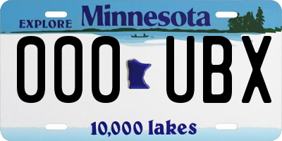 MN license plate 000UBX