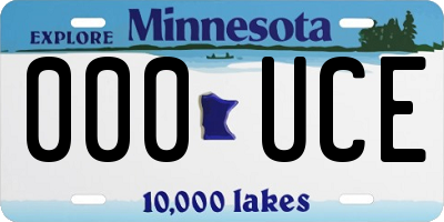 MN license plate 000UCE