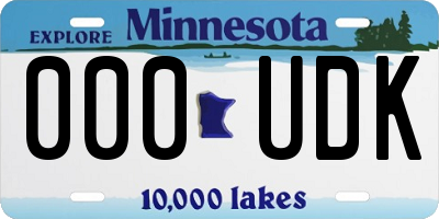 MN license plate 000UDK