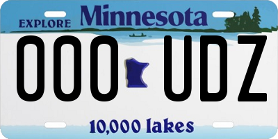 MN license plate 000UDZ