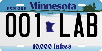 MN license plate 001LAB