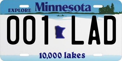 MN license plate 001LAD