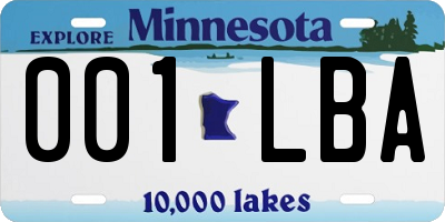 MN license plate 001LBA