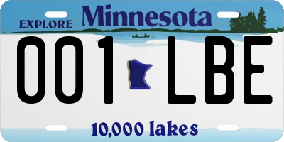 MN license plate 001LBE