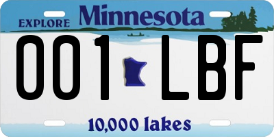 MN license plate 001LBF
