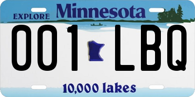 MN license plate 001LBQ