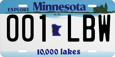 MN license plate 001LBW