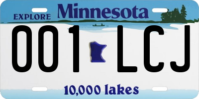 MN license plate 001LCJ