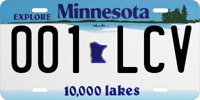 MN license plate 001LCV