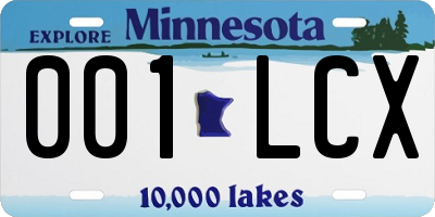 MN license plate 001LCX