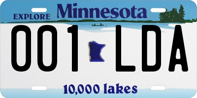 MN license plate 001LDA