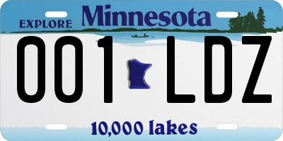 MN license plate 001LDZ