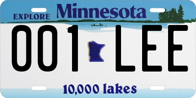 MN license plate 001LEE