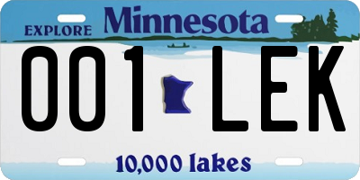 MN license plate 001LEK