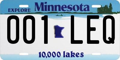 MN license plate 001LEQ