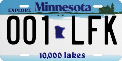 MN license plate 001LFK