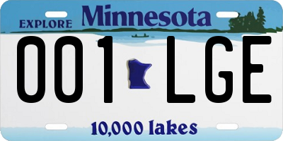 MN license plate 001LGE