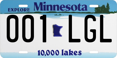 MN license plate 001LGL