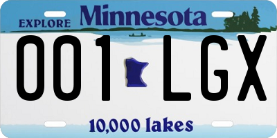 MN license plate 001LGX