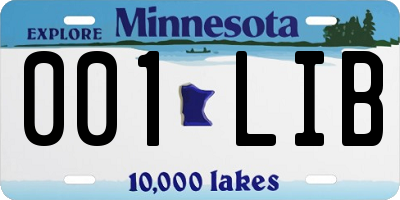 MN license plate 001LIB