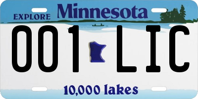 MN license plate 001LIC