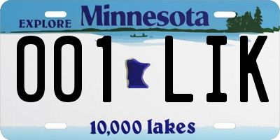 MN license plate 001LIK