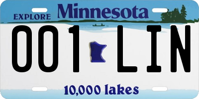 MN license plate 001LIN