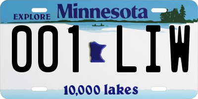 MN license plate 001LIW